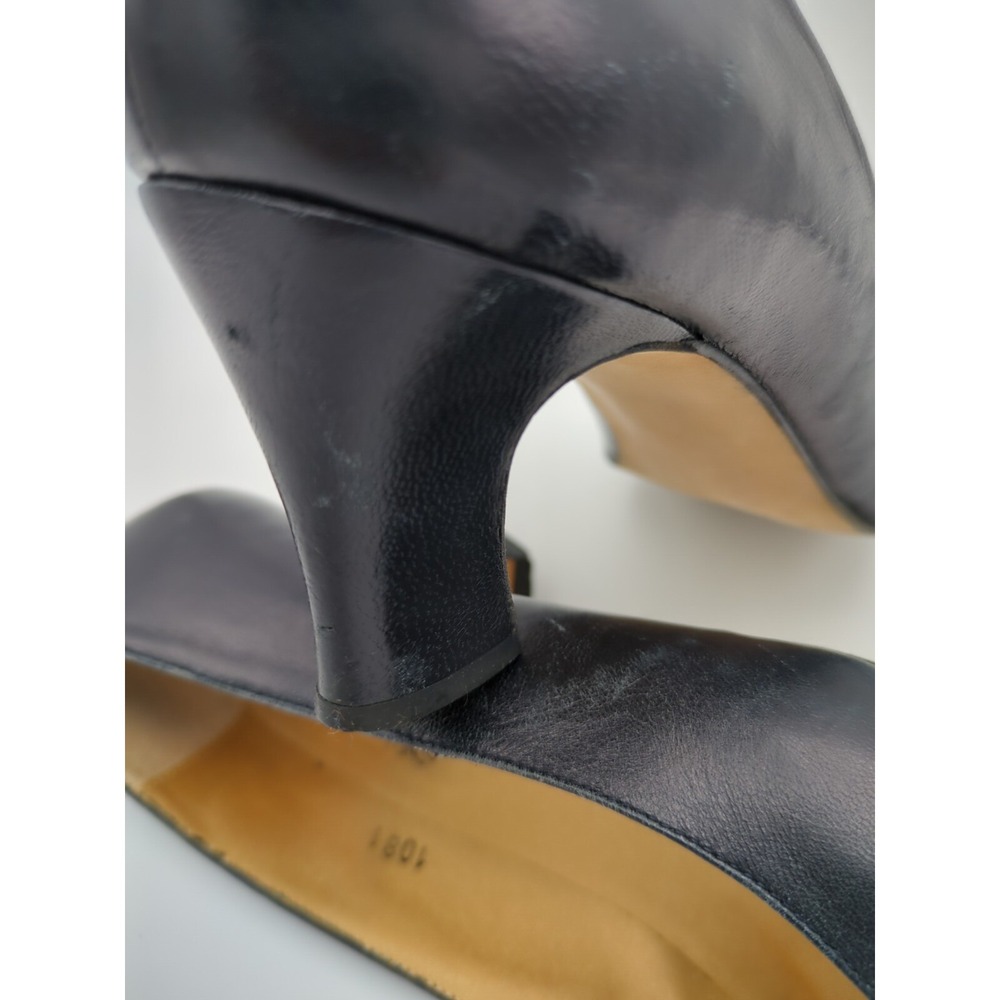 Vtg‎ Rosina Ferragamo Schiavone Block Heeled Pumps Navy Blue Leather Womens 7.5 - Picture 7 of 16